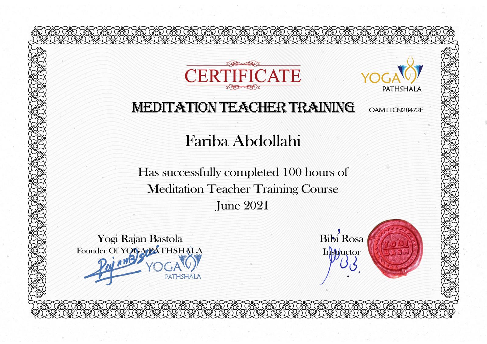 Zertifikat Meditation Teacher Training